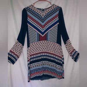 Bohemian pattern short length long sleeve EXPRESS dress women’s xs